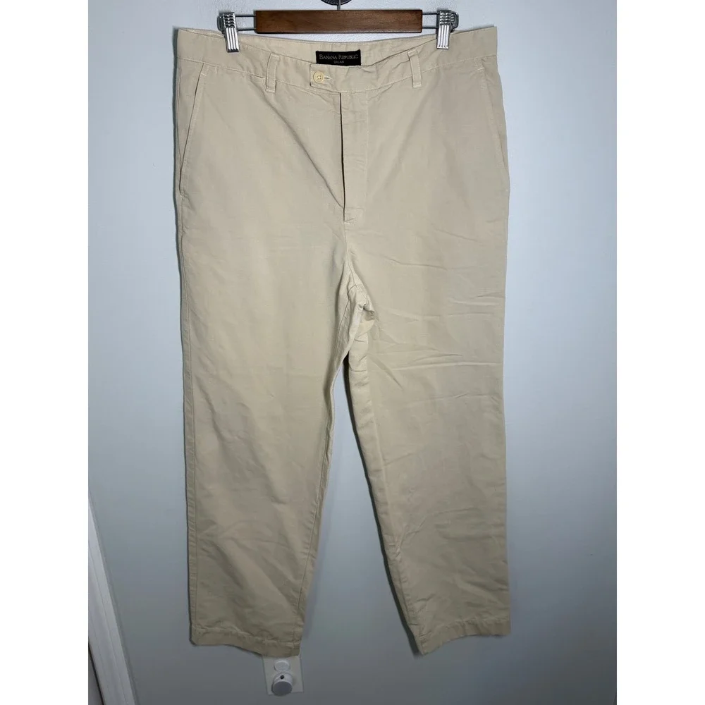 Banana Republic Dylan Khaki Tan Straight Leg Cotton Chino Pants Mens 36R